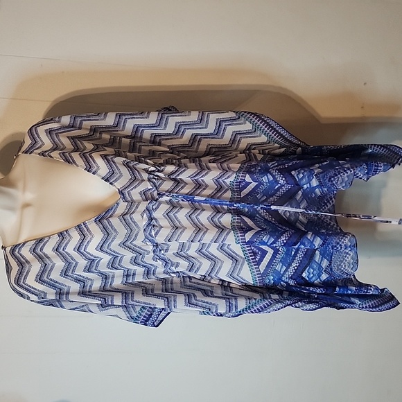 Chico's Blue and White Chevron Swim Coverup - Picture 1 of 4